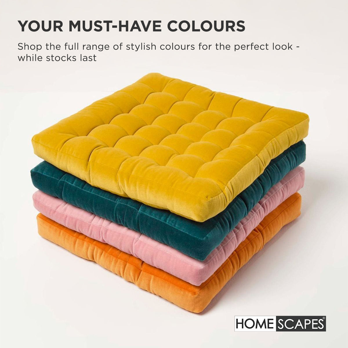 Quilted Velvet Chair Pad, 40 X 40 Cm | Set of 1 | Green