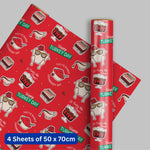 Christmas Gift Wrap, 4 Sheet 4 Tag, Official Product