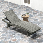 Pe Rattan Sun Lounger With 4-level Adjustable Backrest | Dark Gray