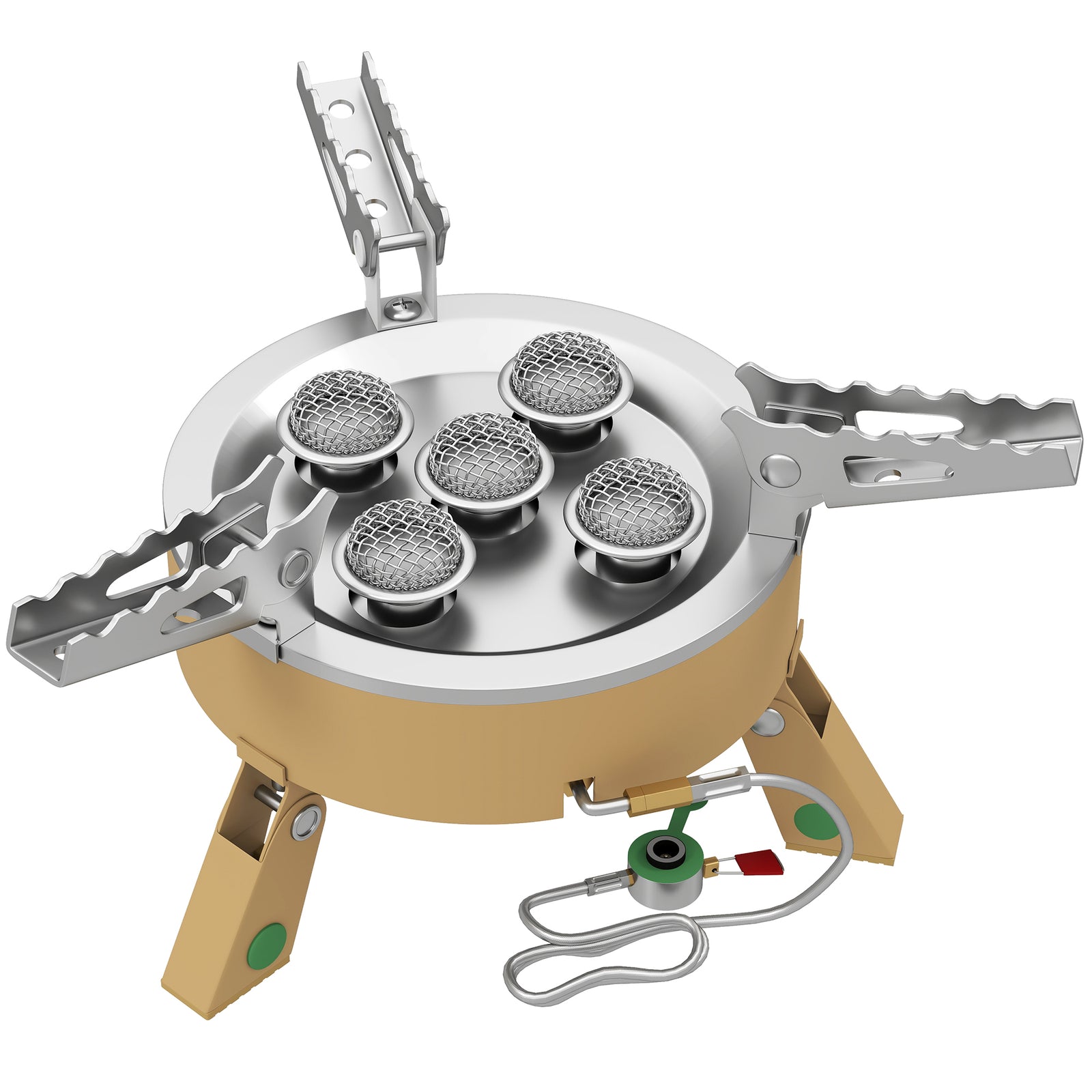 Outsunny 7000w Camping Stove With Piezo Ignition, High Power Gas Stove Khaki