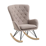 Grey Modern Upholstered Rocking Chair For Living Room Bedroom | One Size | Light Brown