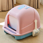 Durable Pp Cat Litter Box With Handle And Scoop Portable | Pink