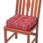 Tartan Check Cotton Dining Chair Booster Cushion | 40cm x 40cm | Red