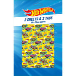 Hot Wheels Gift Wrap, 4 Sheet 4 Tag, Bundle Official Product