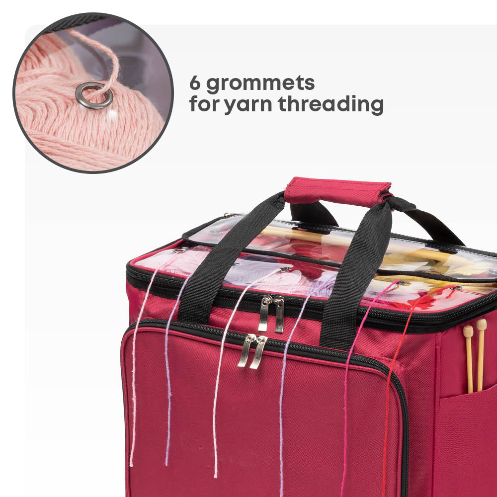Fineway Crochet Knitting Bag Maroon Yarn Wool Needle Craft Storage Case