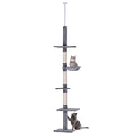 Floor To Ceiling Cat Tree For Indoor Cats 5-tier Kitty Tower | Gray