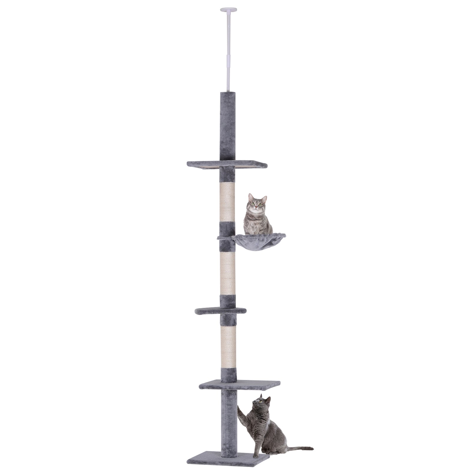 Floor To Ceiling Cat Tree For Indoor Cats 5-tier Kitty Tower | Gray