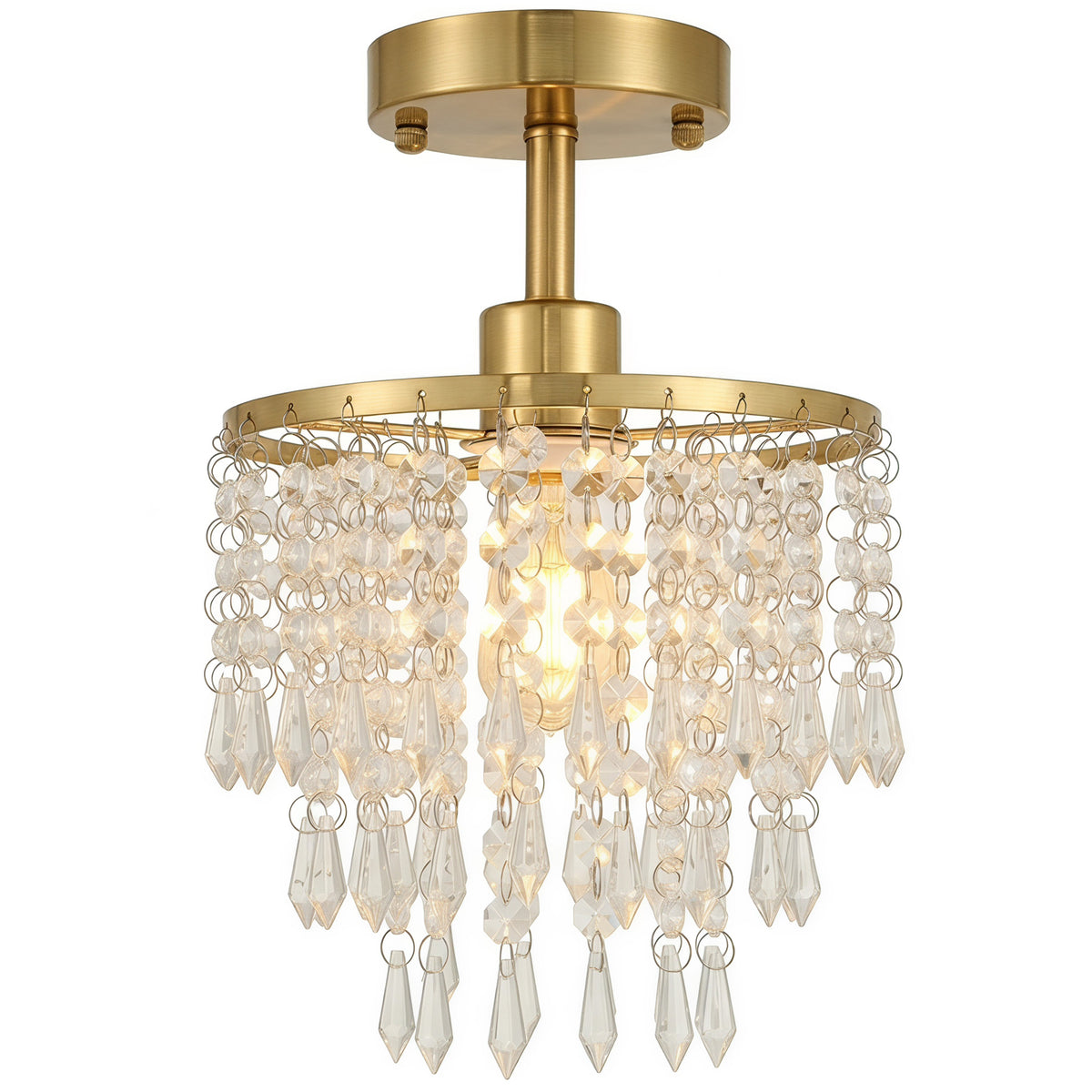 Crystal Ceiling Light With 57 Crystal Strands | Gold