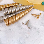 Large Unicorn Cake Decoration  With 1 Horn, 2 Ears And 2 Eyelashes, Silver