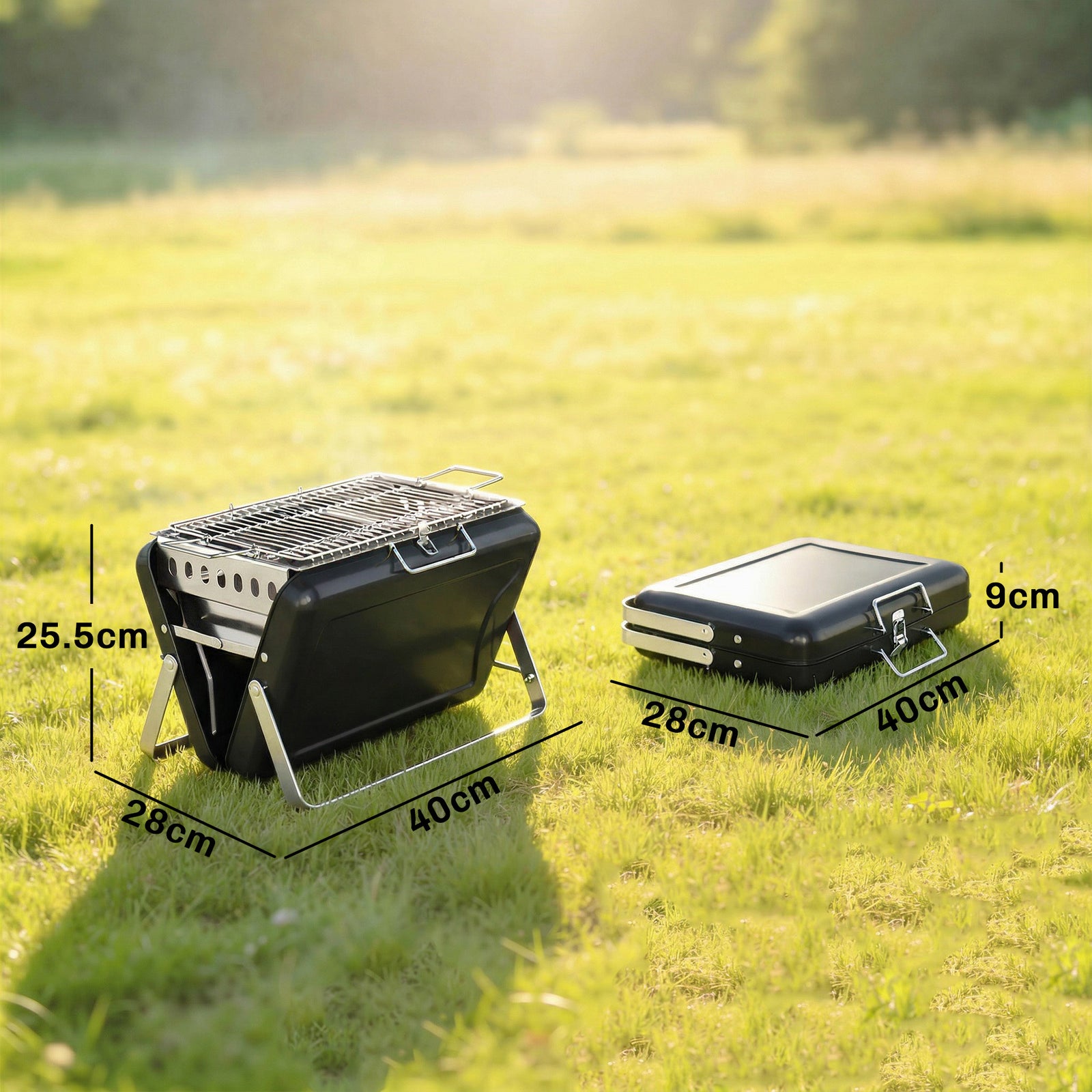 Charcoal Bbq Grill Portable With Tilting Grate | Black