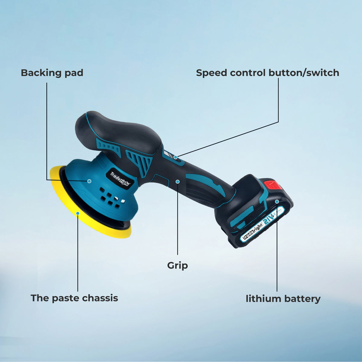 Cordless Car Polisher Buffer Sander Polishing Machine With 2 Battery | Blue