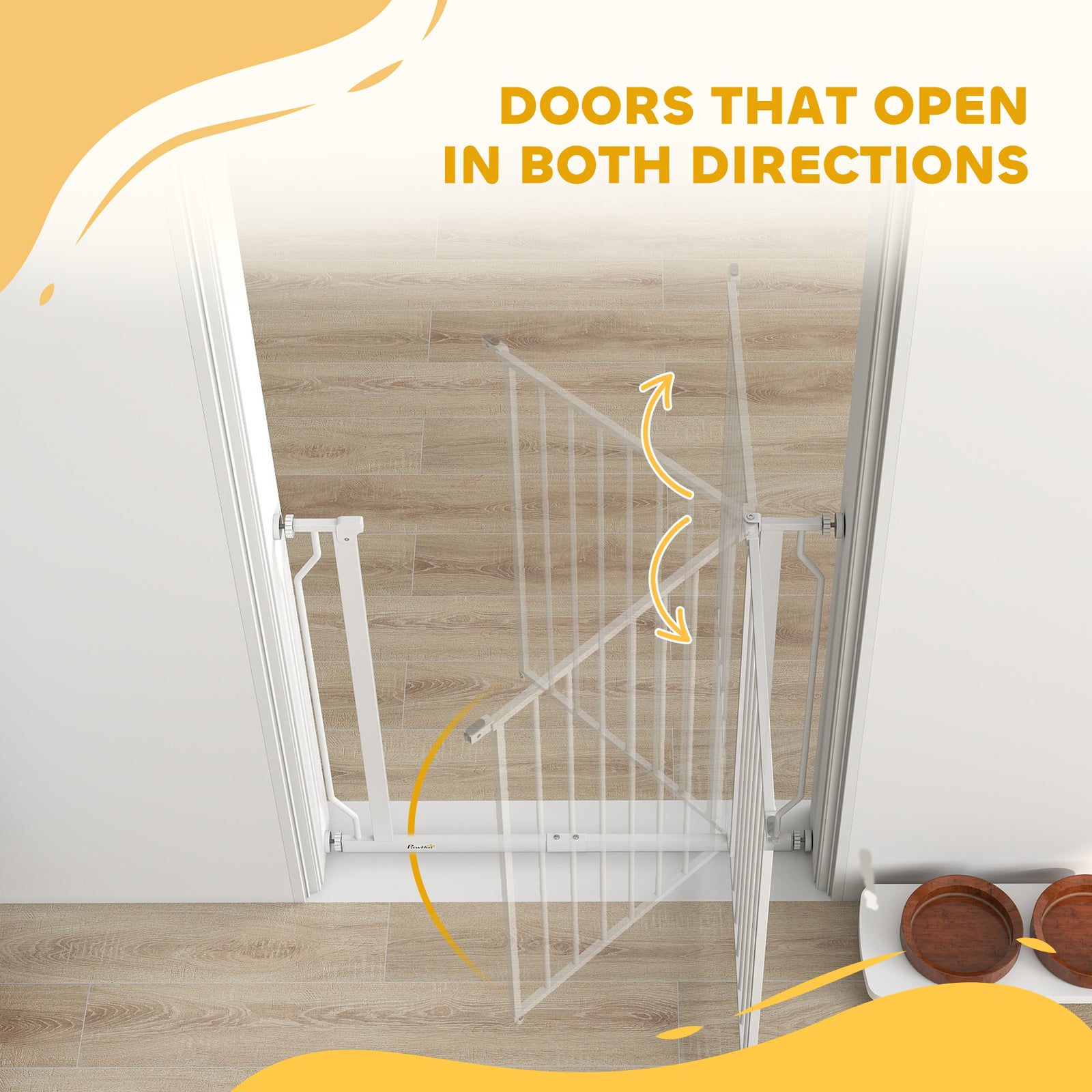 Dog Gate Wide Stair Gate W/ Door Pressure Fit, 75-85w Cm | White
