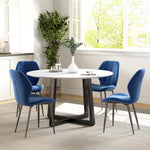 Dining Chairs Set Of 4, Flannel Upholstered Kitchen Chairs | Blue