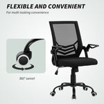 Vinsetto Office Chair w/ Flip-up Armrest Mid Back Mesh Back Black