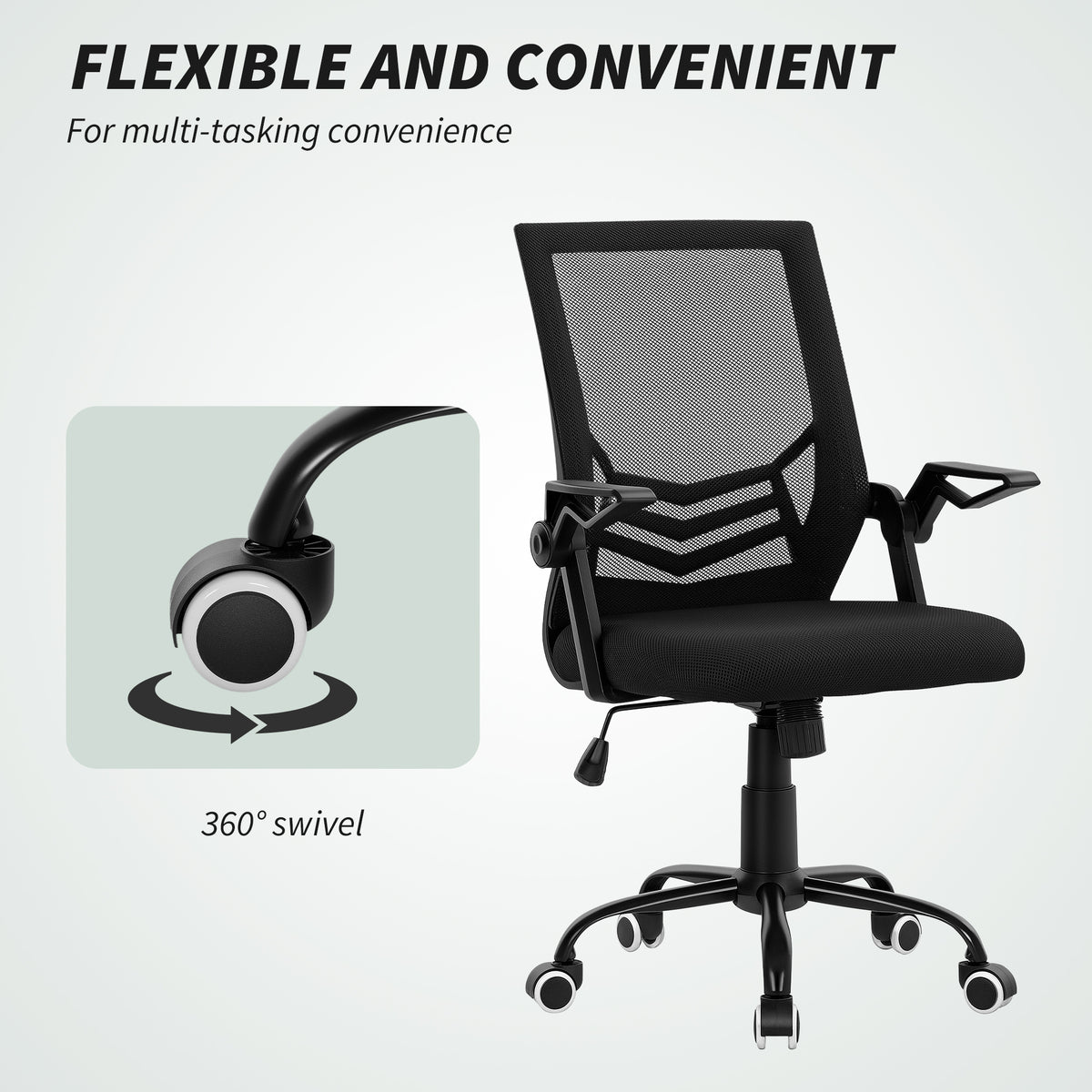 Vinsetto Office Chair w/ Flip-up Armrest Mid Back Mesh Back Black