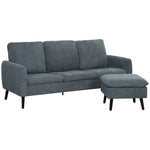 3 Seater Corner Sofa Couch Settee With Chaise Lounge | One Size | Dark Gray