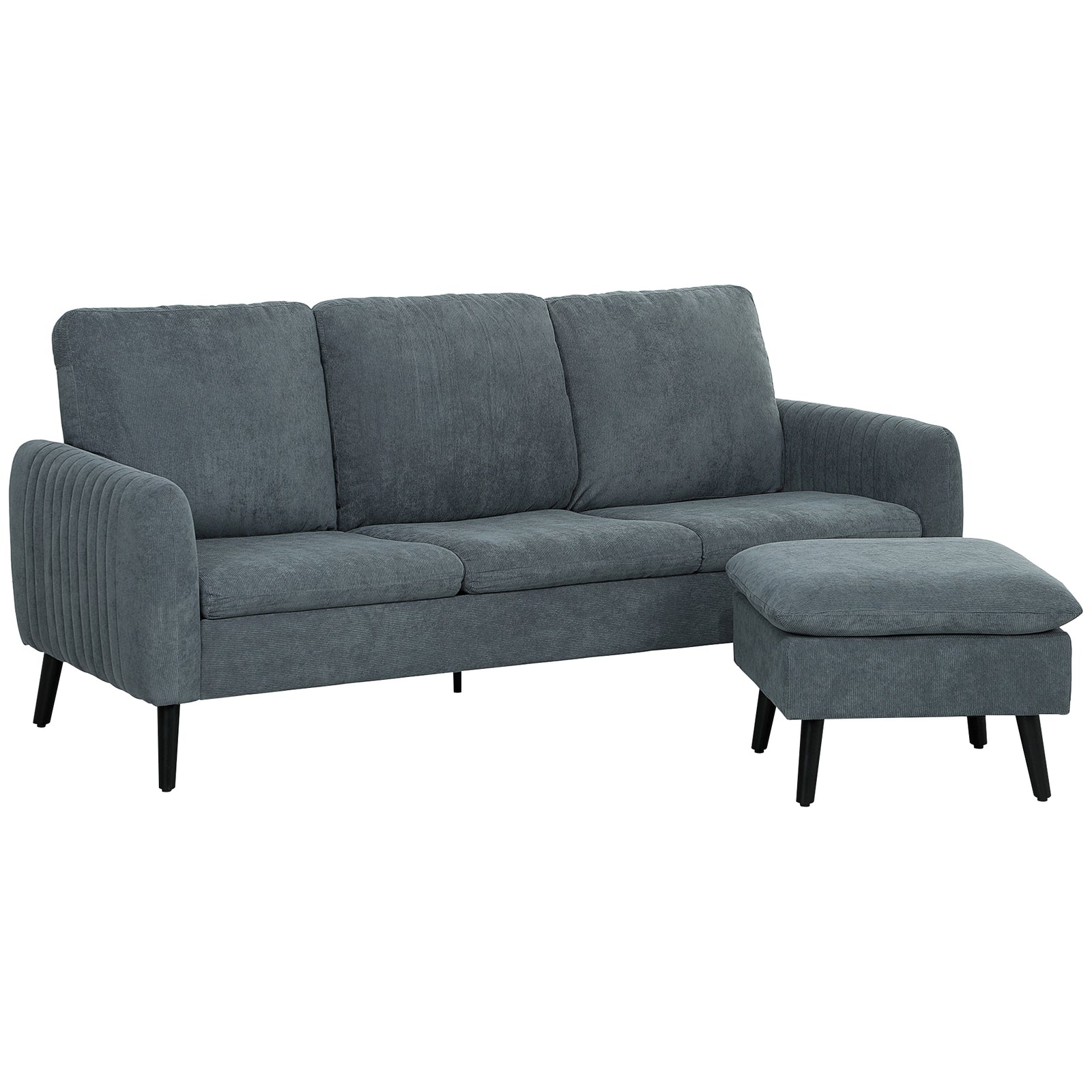 3 Seater Corner Sofa Couch Settee With Chaise Lounge | One Size | Dark Gray