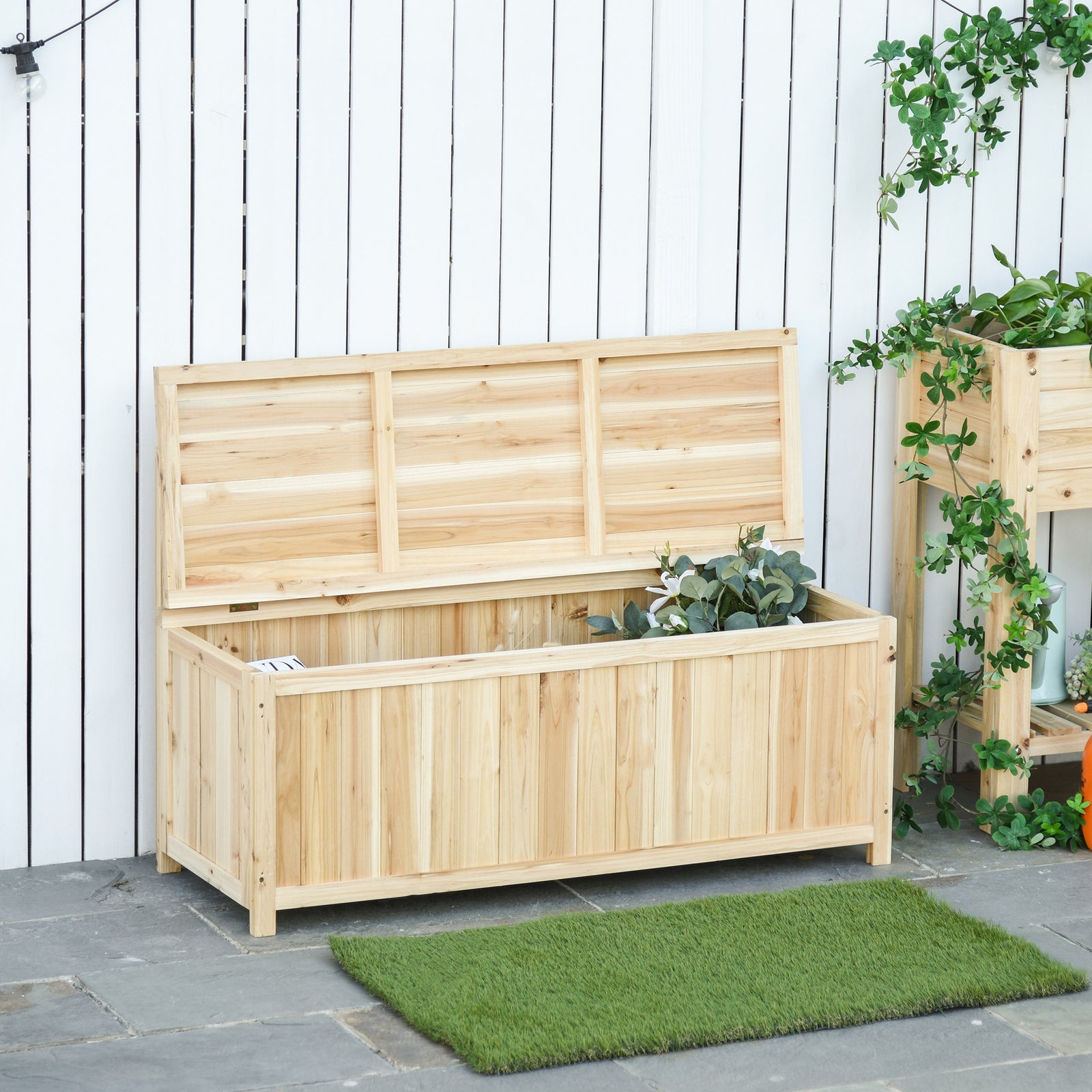 Wood Storage Bench For Garden Seating