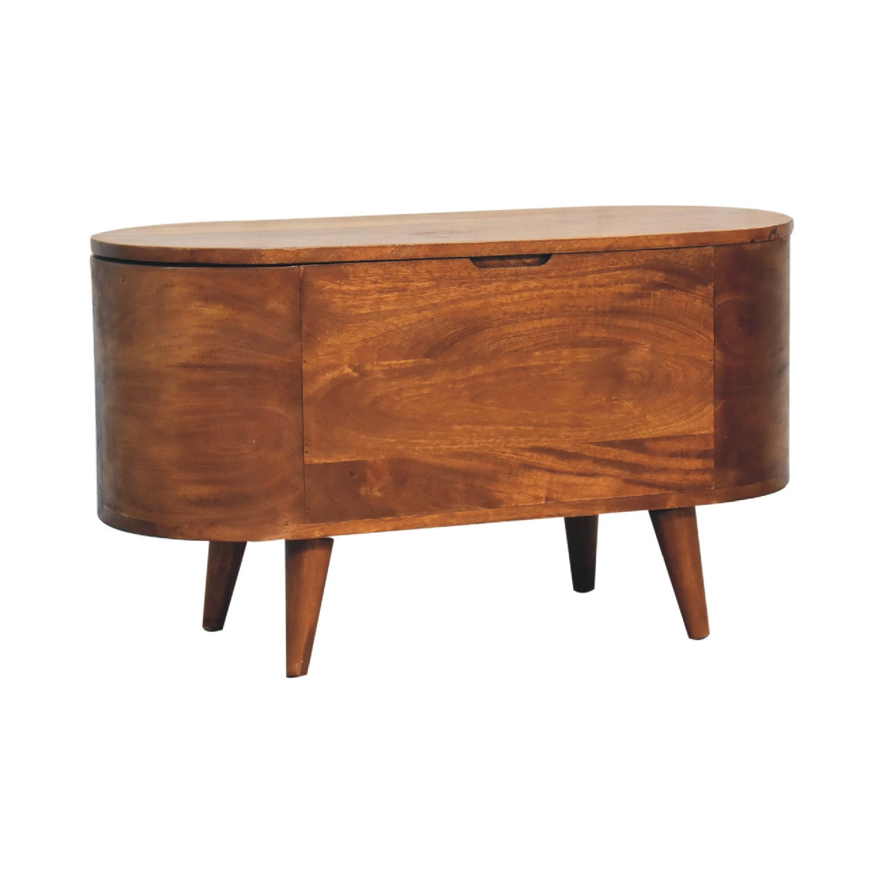 Solid Wood Chestnut Rounded Lid Up Blanket Box