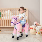 Rocking Horse Ride On Rocker Children Plush Toy Wooden Horse Sound | Pink