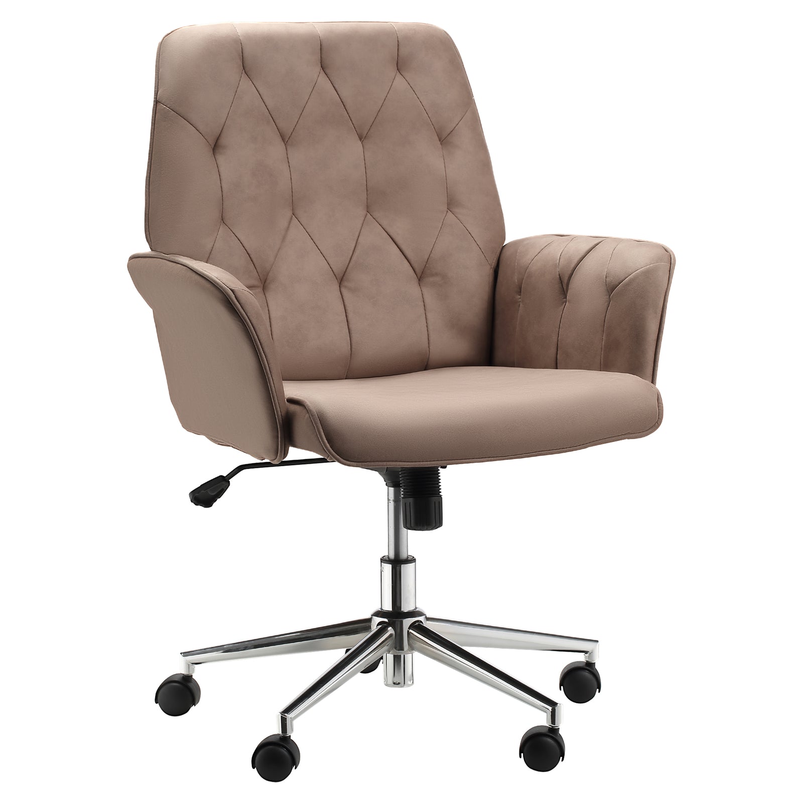 Tufted Computer Chair W/ Armrest | Brown