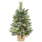 60 Cm Prelit Mini Tabletop Christmas Tree, Snow Flocked Xmas Tree
