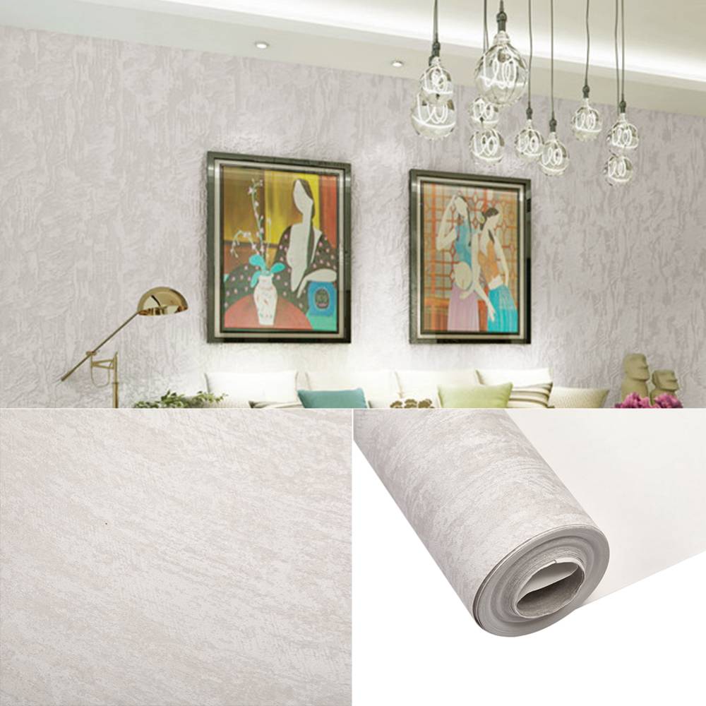 Plain Grey Non-woven Embossed Wallpaper
