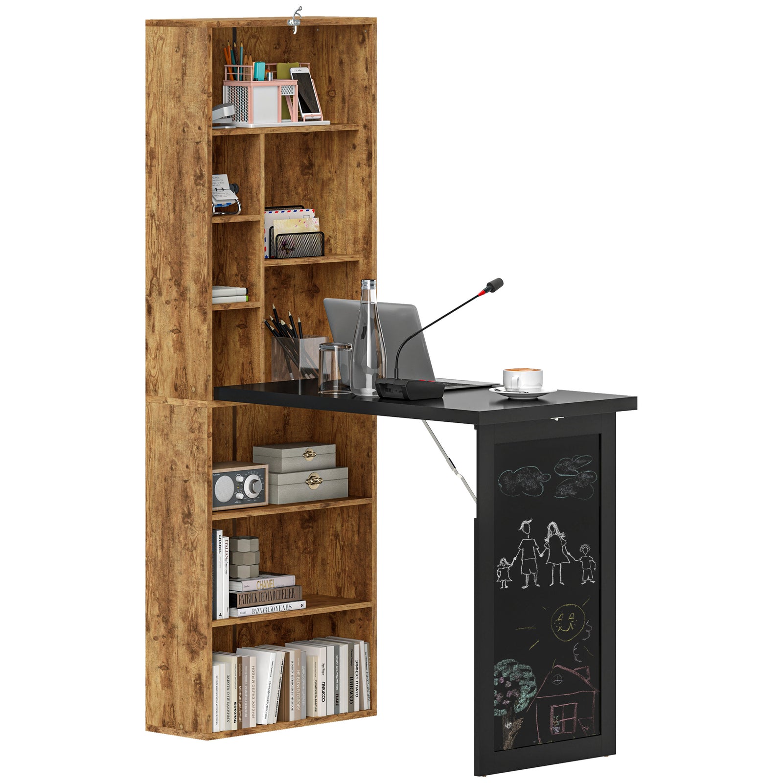 Convertible Desk W/ Blackboard Multi-function Computer | Brown