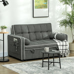 2 Seater Pull Out Sofa Bed With Adjustable Backrest, Charcoal Grey