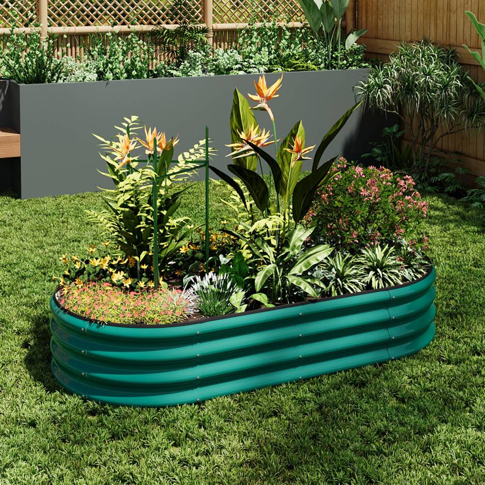 Galvanized Metal Raised Garden Bed – Elevated Planter Box With Safety Edging, Green, 120cm/160cm W X 80cm D X 30cm H | Large | Green