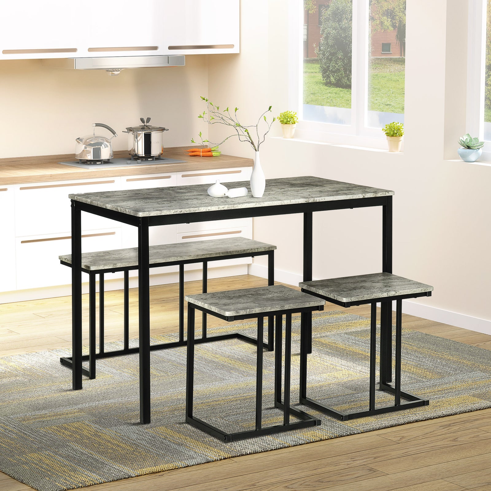 Dining Table Set Concrete Effect Kitchen Table And Chairs