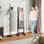 Freestanding Mirror Jewelry Cabinet With Led Lights | Dark Brown