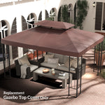 3x4m Gazebo Replacement Roof Canopy 2 Tier Top Uv Cover | Brown
