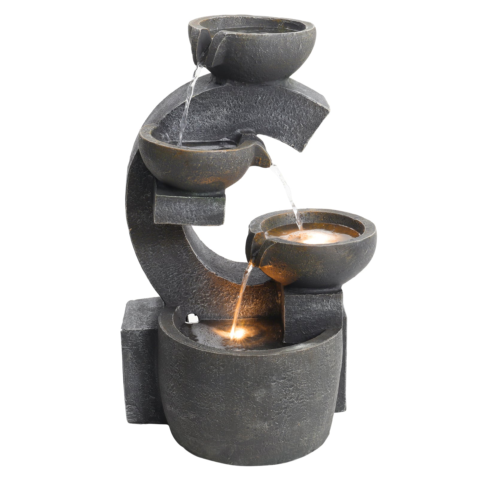 Cascading C Shaped Water Feature Garden Fountain