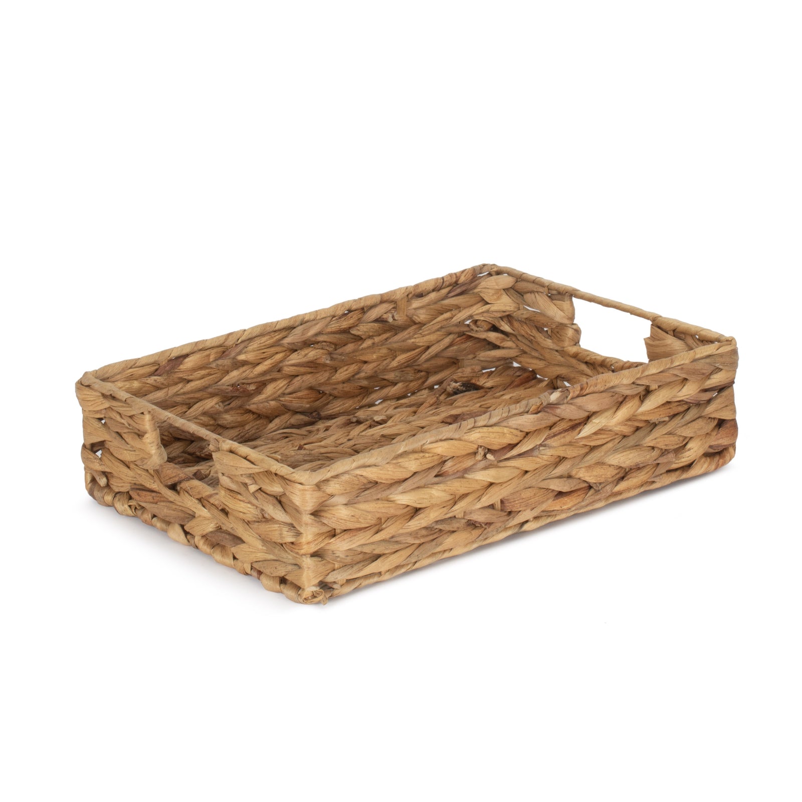 Water Hyacinth Shallow Rectangular Storage Basket | Small | Brown