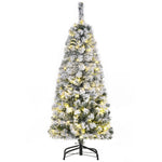 4/5/6ft Prelit Snow Flocked Christmas Tree With Light | 4ft | Green