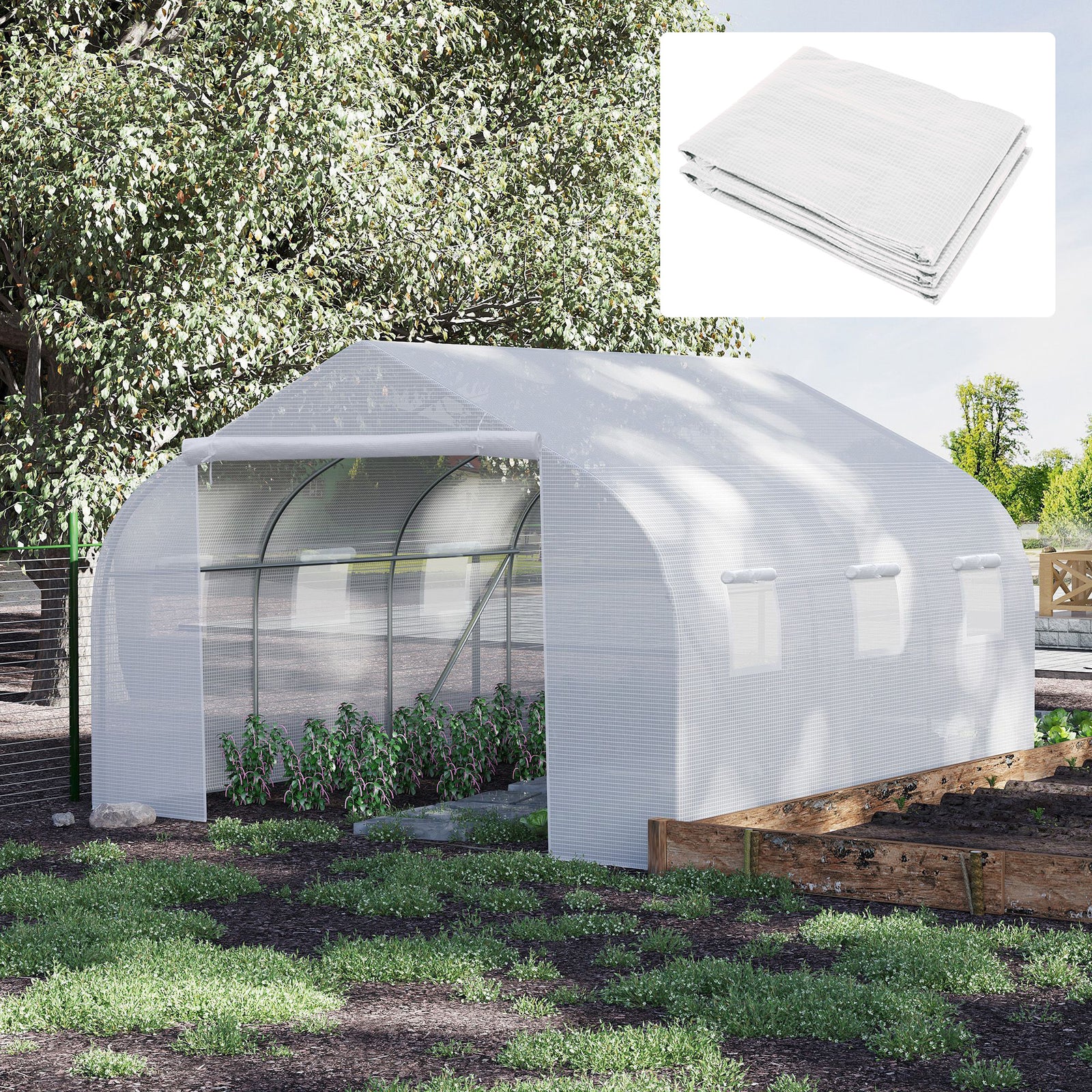 4.5x3x2m Greenhouse Replacement Cover - White