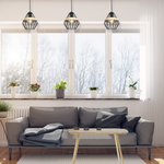 Cliff Black Pendant Lamp 1xe27 Hand Made Matt Black Cage Style Lamps With Natural Wood Detail