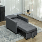 Convertible Single Chair Bed With Upholstered Fabric | Grey