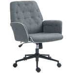 Tufted Computer Chair W/ Armrest | Dark Gray