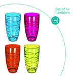 Swirl Multicolour Plastic Tumbler Set Of 4