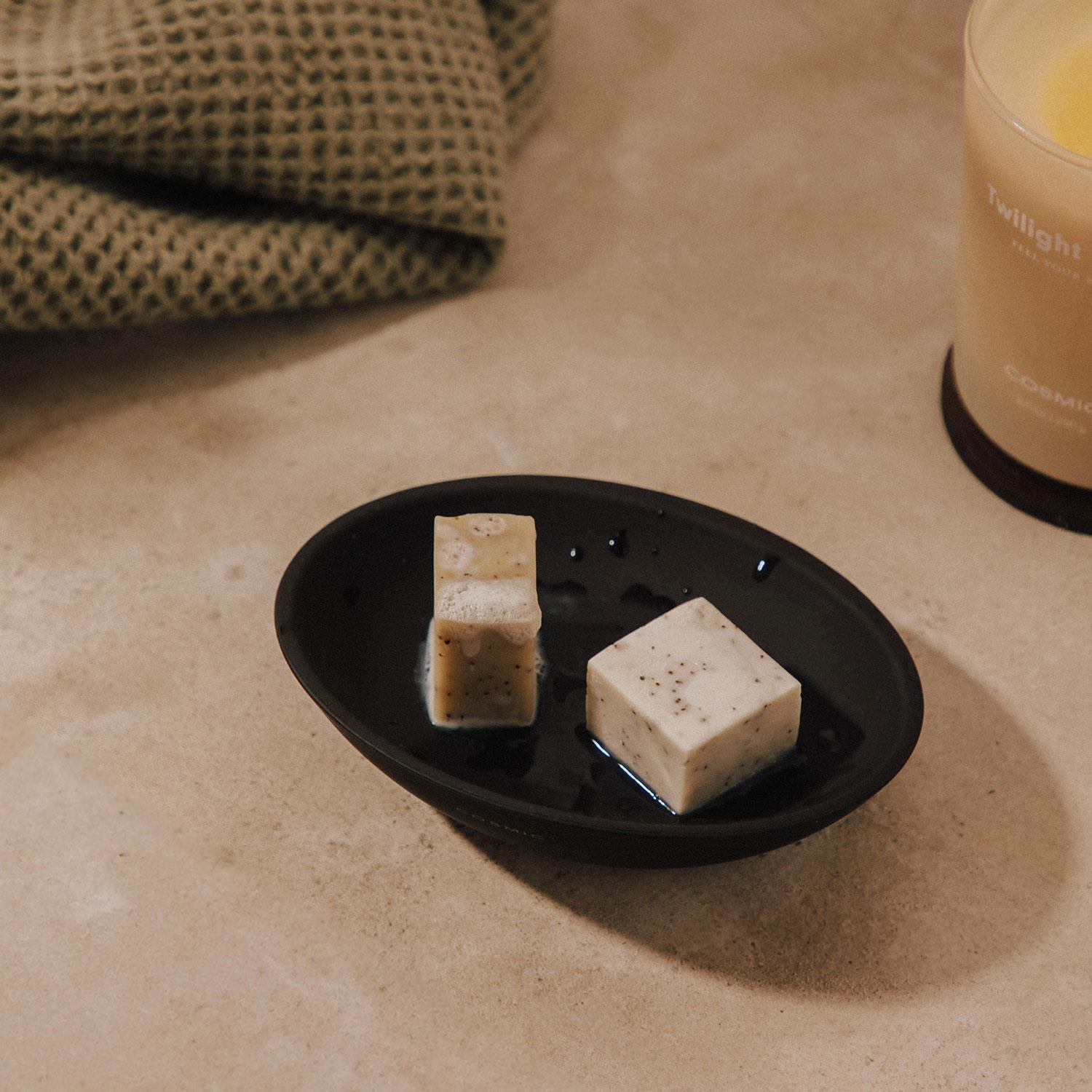 Soap Dish, Matt Black, Unique Design, Soft Finish, Saku Collection