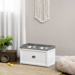 Stainless Steel Raised Dog Bowl W/ 21l Storage Drawer, For Large Dogs | White