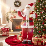 HOMCOM 5ft Life Size Singing Santa Claus, Animated Santa W/ Rotating Head