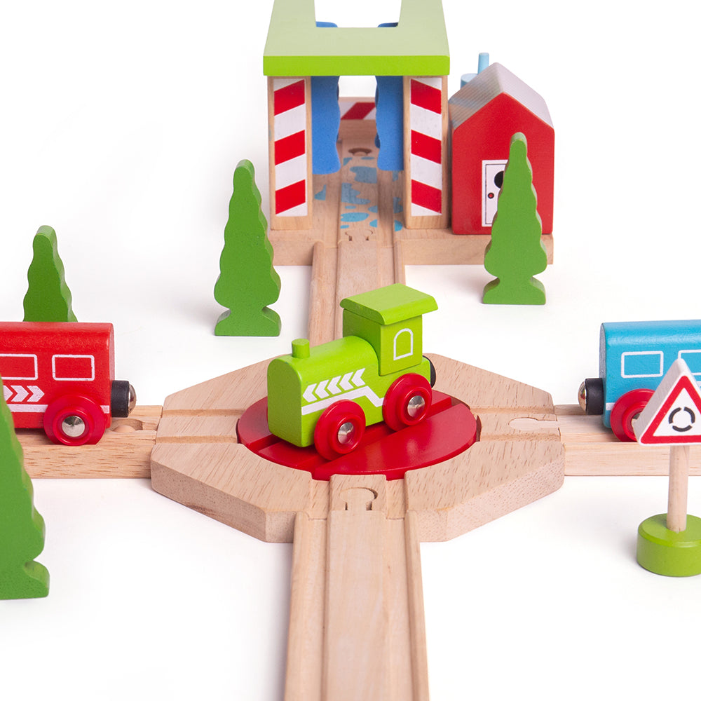Bigjigs Toys 4 Way Track Turntable for Wooden Train Sets