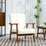 Boucle Accent Chair Armchair W/ Wide Seat For Living Room | One Size | White