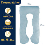 Pregnancy Pillow, U Shaped Shredded Memory Foam Maternity Cushion Machine Washable & Removable Velvet Cover | L | Blue
