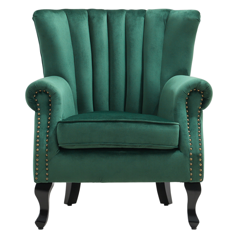 Velvet Channel Occasional Armchair Sofa Chair