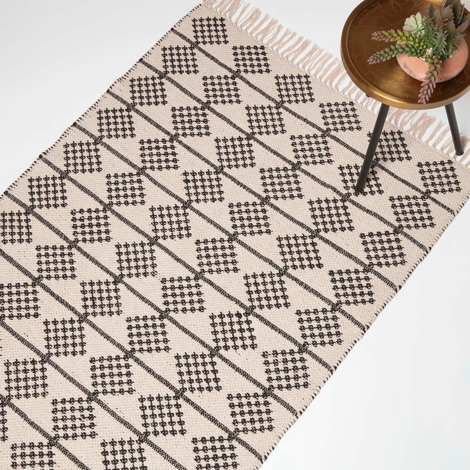 Adana Handwoven Monochrome Cotton Textured Rug | 120cm x 180cm | Natural