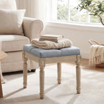 HOMCOM Vintage Foot Stool With Wood Legs, Light Grey